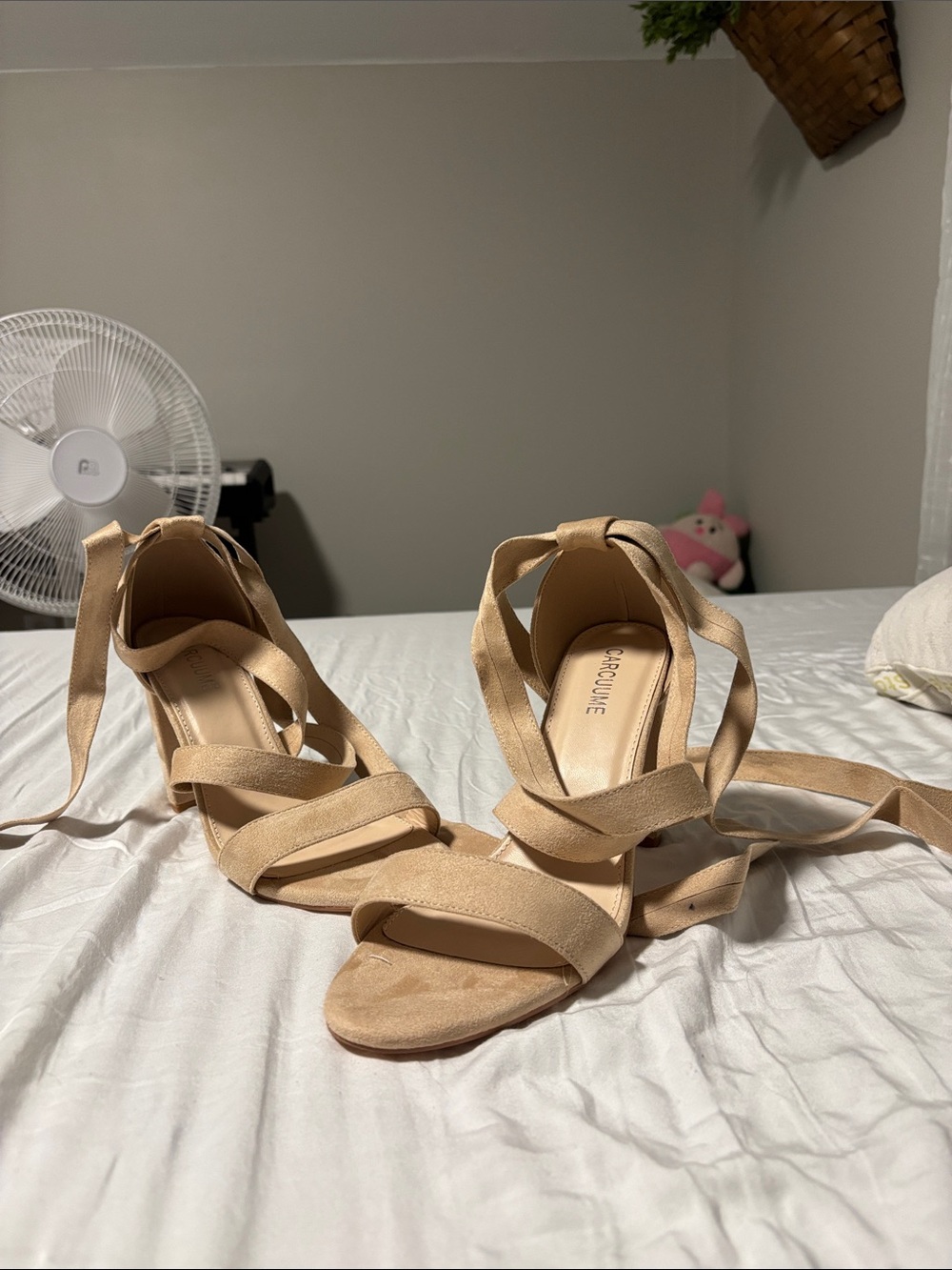 Nude Wrap Tie High Heels